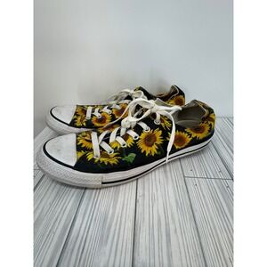 Converse All Star Low Top Sunflower Floral Print Sneakers Women's 10 Black
